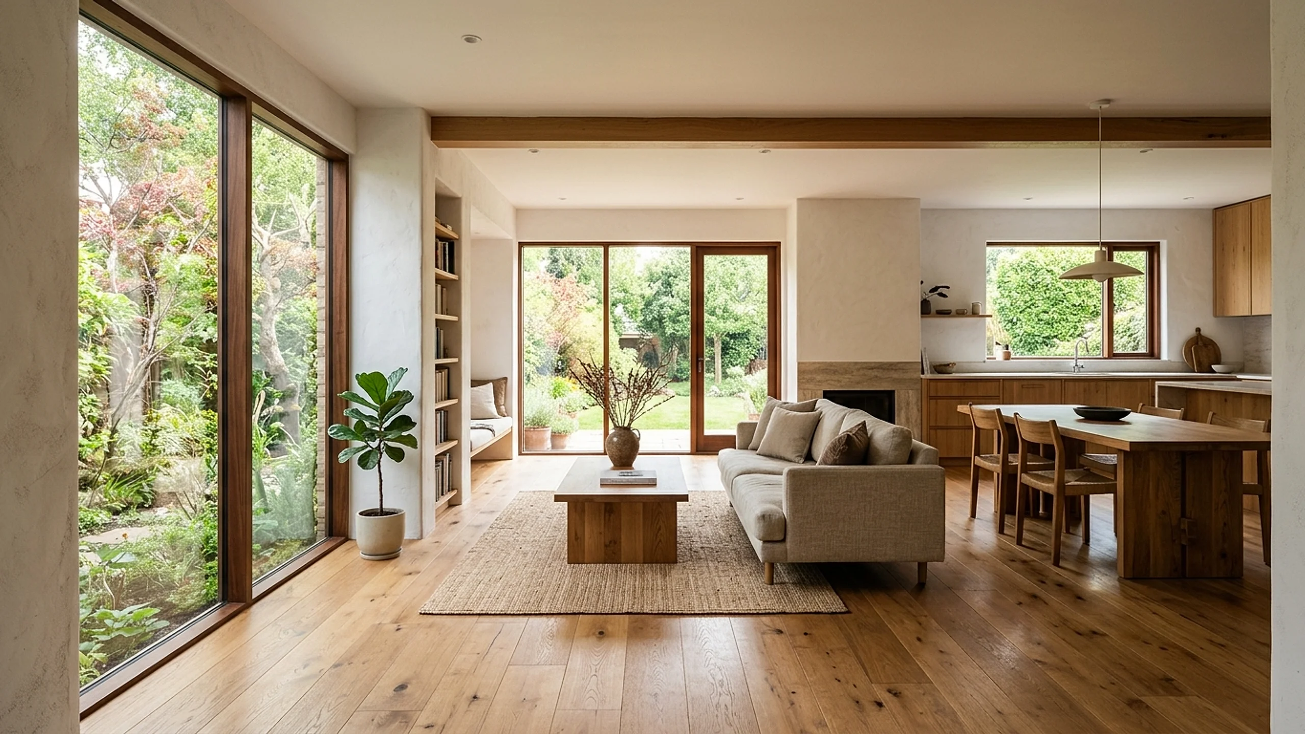 自然素材を使ったリビングルームのリフォーム事例